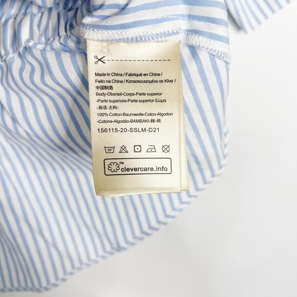 Scotch & Soda Womens Small Blue White Striped Gathered Waist Button Down Blouse - Picture 11 of 13